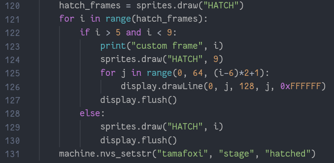 code that draws lines over hatching frame 9, instead of displaying frames 6, 7 and 8